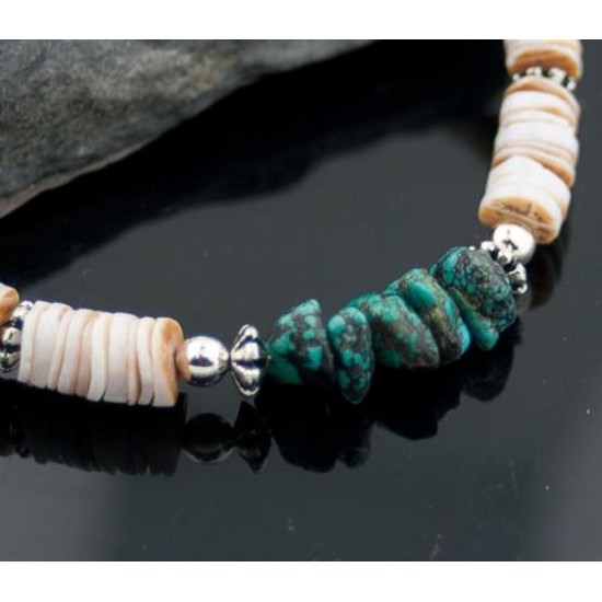 Certified Authentic Navajo .925 Sterling Silver Graduated Heishi, Turquoise Native American Necklace 370826915758