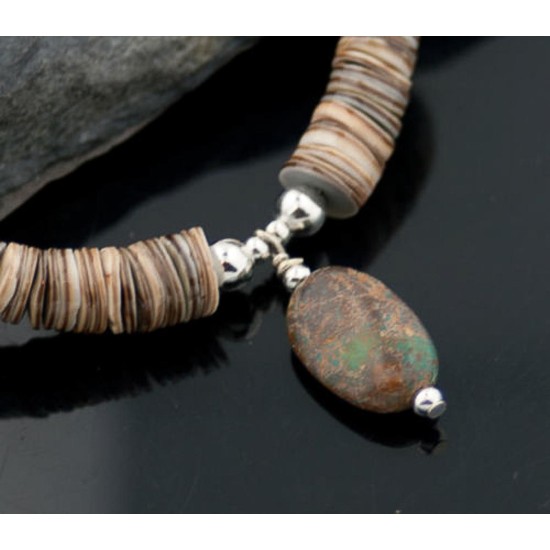 Certified Authentic Navajo .925 Sterling Silver Graduated Heishi, Turquoise Native American Necklace 370856190625
