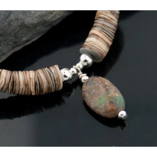 Navajo .925 Sterling Silver Graduated Heishi, Turquoise Native American Necklace 370856190625 Navajo .925 Sterling Silver Graduated Heishi, Turquoise Native American Necklace 370856190625