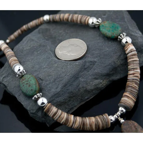Navajo .925 Sterling Silver Graduated Heishi, Turquoise Native American Necklace 370856190625 Navajo .925 Sterling Silver Graduated Heishi, Turquoise Native American Necklace 370856190625