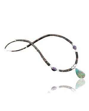 Certified Authentic Navajo .925 Sterling Silver Graduated Heishi Turquoise Native American Necklace 370902027677