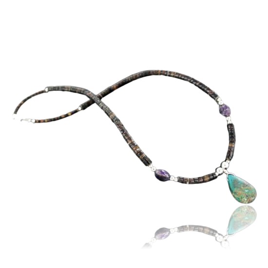 Certified Authentic Navajo .925 Sterling Silver Graduated Heishi Turquoise Native American Necklace 370902027677