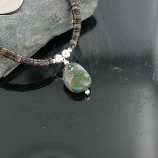 Certified Authentic Navajo .925 Sterling Silver Graduated Heishi Turquoise Native American Necklace 370904597653
