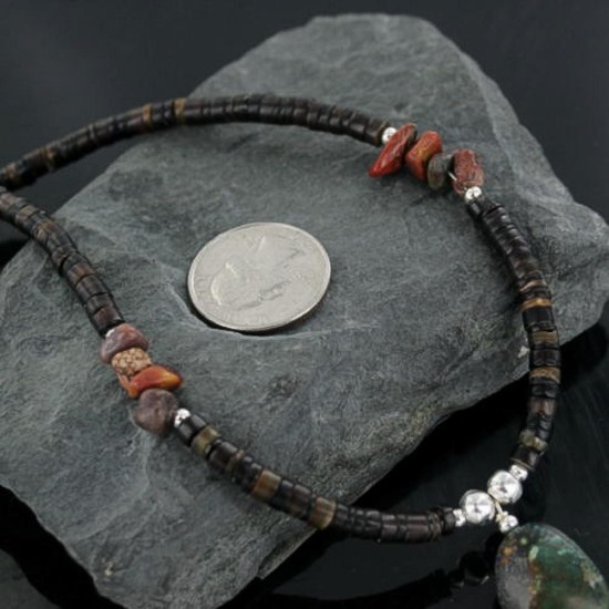 Certified Authentic Navajo .925 Sterling Silver Graduated Heishi Turquoise Native American Necklace 370904597653