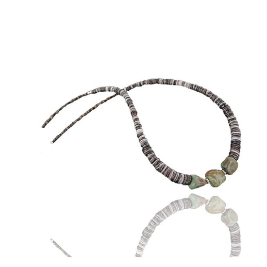 Certified Authentic Navajo .925 Sterling Silver Graduated Heishi Turquoise Native American Necklace 370962329354