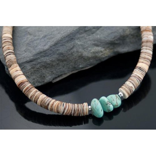 Certified Authentic Navajo .925 Sterling Silver Graduated Heishi Turquoise Native American Necklace 390568586718