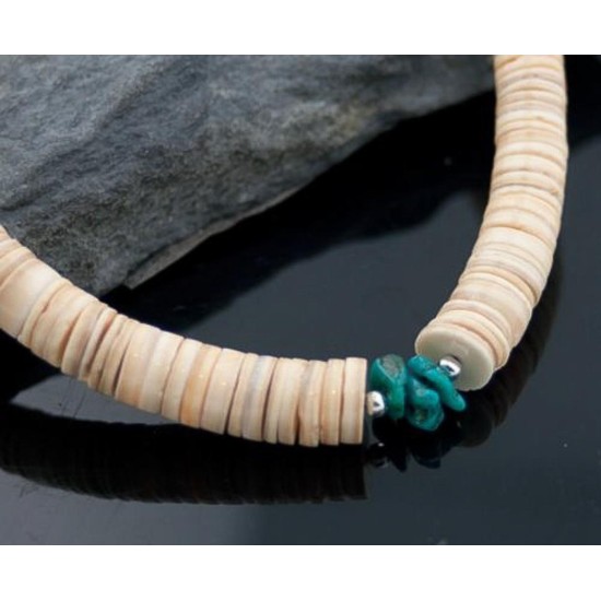 Certified Authentic Navajo .925 Sterling Silver Graduated Heishi, Turquoise Native American Necklace 390601692816