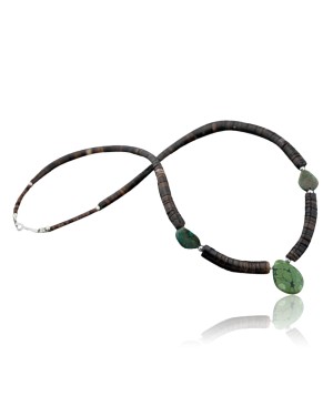 Certified Authentic Navajo .925 Sterling Silver Graduated Heishi, Turquoise Native American Necklace 390641562174