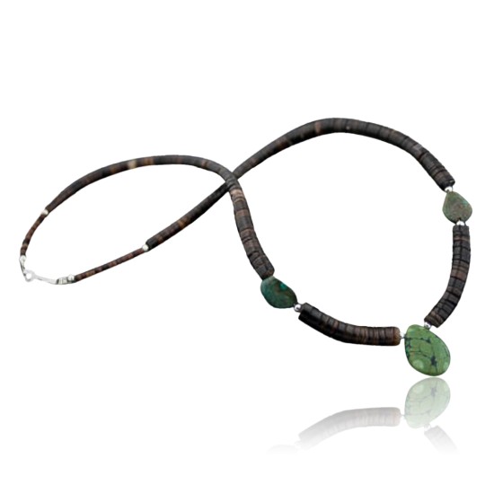 Certified Authentic Navajo .925 Sterling Silver Graduated Heishi, Turquoise Native American Necklace 390641562174