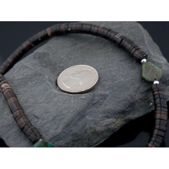 Certified Authentic Navajo .925 Sterling Silver Graduated Heishi, Turquoise Native American Necklace 390641562174