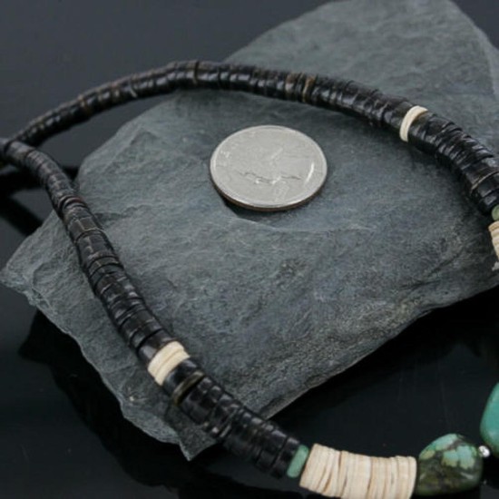 Certified Authentic Navajo .925 Sterling Silver Graduated Heishi Turquoise Native American Necklace 390722548129