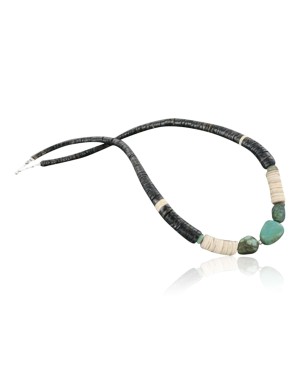 Certified Authentic Navajo .925 Sterling Silver Graduated Heishi Turquoise Native American Necklace 390722548129