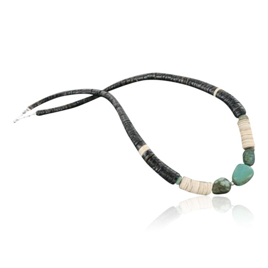 Certified Authentic Navajo .925 Sterling Silver Graduated Heishi Turquoise Native American Necklace 390722548129