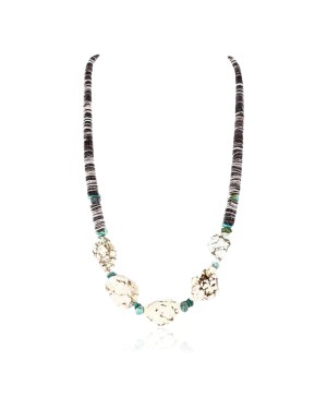 Certified Authentic Navajo .925 Sterling Silver Graduated Heishi with WHITE Turquoise Turquoise Native American Necklace 390762726309