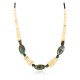 Certified Authentic Navajo .925 Sterling Silver Graduated Melon Shell Agate and Turquoise Native American Necklace 25249-1