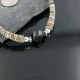 Certified Authentic Navajo .925 Sterling Silver Graduated Melon Shell and Black Onyx Turquoise Native American Necklace 15554-14
