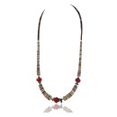 Certified Authentic Navajo .925 Sterling Silver Graduated Melon Shell and Coral Turquoise Native American Necklace 390749703005