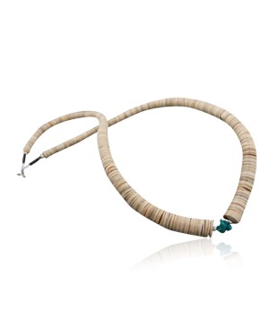 Certified Authentic Navajo .925 Sterling Silver Graduated Melon Shell and Heishi Natural Turquoise Native American Necklace 390603321276