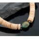 Certified Authentic Navajo .925 Sterling Silver Graduated Melon Shell and Heishi Natural Turquoise Native American Necklace 7501006-22