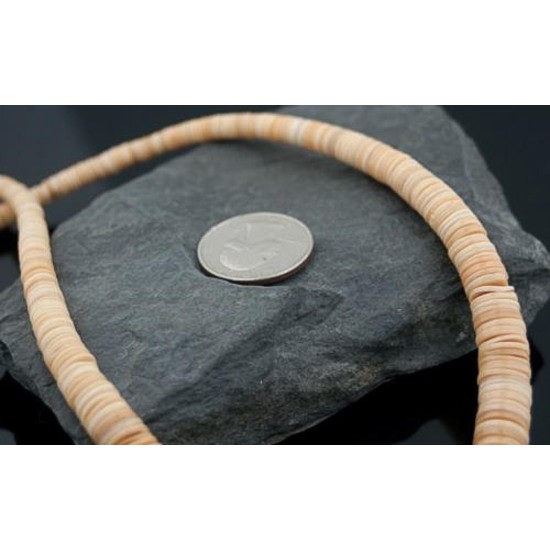 Certified Authentic Navajo .925 Sterling Silver Graduated Melon Shell and Heishi Natural Turquoise Native American Necklace 7501006-22