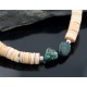 Certified Authentic Navajo .925 Sterling Silver Graduated Melon Shell and Heishi Natural Turquoise Native American Necklace 7501006-87 Certified Authentic Navajo .925 Sterling Silver Graduated Melon Shell and Heishi Natural Turquoise Native American Necklace 7501006-87