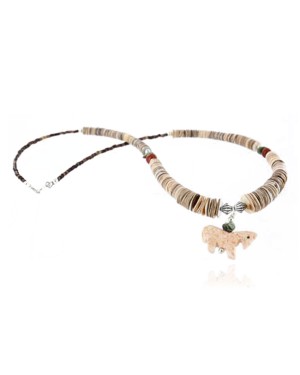 Certified Authentic Navajo .925 Sterling Silver Graduated Melon Shell and Jasper Native American Necklace 790101-15