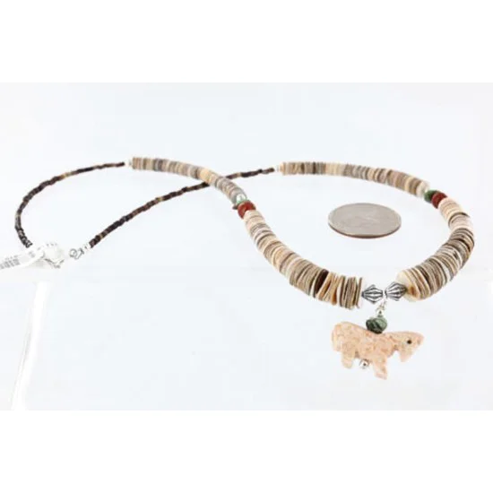 Navajo .925 Sterling Silver Graduated Melon Shell and Jasper Native American Necklace 790101-15 Navajo .925 Sterling Silver Graduated Melon Shell and Jasper Native American Necklace 790101-15