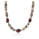 Certified Authentic Navajo .925 Sterling Silver Graduated Melon Shell and Jasper Turquoise Native American Necklace 15890-7