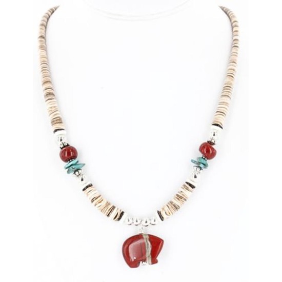 Certified Authentic Navajo .925 Sterling Silver Graduated Melon Shell and Jasper Turquoise Native American Necklace 390828052729