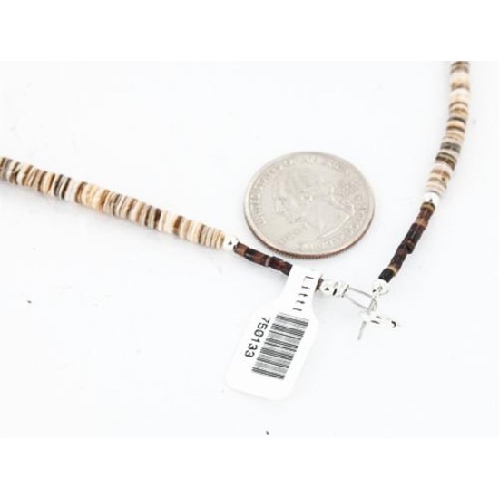 Certified Authentic Navajo .925 Sterling Silver Graduated Melon Shell and Jasper Turquoise Native American Necklace 390828052729