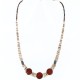 Certified Authentic Navajo .925 Sterling Silver Graduated Melon Shell and Jasper Turquoise Native American Necklace 750113-11