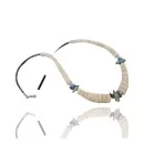 Navajo .925 Sterling Silver Graduated Melon Shell and Lapis Turquoise Native American Necklace 15632-73