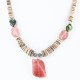 Certified Authentic Navajo .925 Sterling Silver Graduated Melon Shell and Quartz and Turquoise Native American Necklace 15427-8