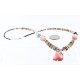 Certified Authentic Navajo .925 Sterling Silver Graduated Melon Shell and Quartz and Turquoise Native American Necklace 15427-8