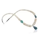 Navajo .925 Sterling Silver Graduated Melon Shell and STORMY MTN. Turquoise 19 Native American Necklace 7501008-19
