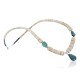 Certified Authentic Navajo .925 Sterling Silver Graduated Melon Shell and STORMY MTN. Turquoise 19 Native American Necklace 7501008-19