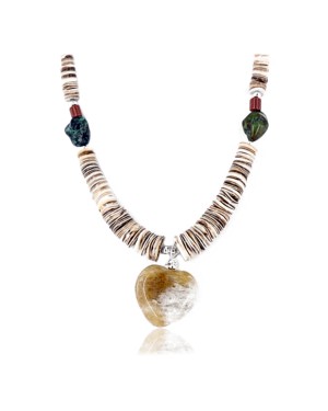 Certified Authentic Navajo .925 Sterling Silver Graduated Melon Shell and Turquoise Agate Native American Necklace 15427-7