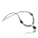 Navajo .925 Sterling Silver Graduated Melon Shell and Turquoise Amethyst Native American Necklace 370964169954