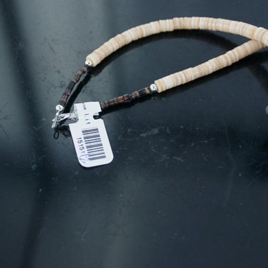 Certified Authentic Navajo .925 Sterling Silver Graduated Melon Shell and Turquoise Native American Necklace 15151-12