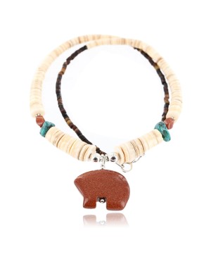 Certified Authentic Navajo .925 Sterling Silver Graduated Melon Shell and Turquoise Native American Necklace 15757-2
