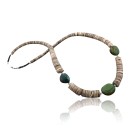Certified Authentic Navajo .925 Sterling Silver Graduated Melon Shell and Turquoise Native American Necklace 15778-25