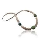 Navajo .925 Sterling Silver Graduated Melon Shell and Turquoise Native American Necklace 15778-25