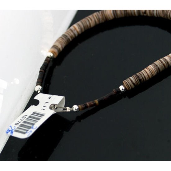 Certified Authentic Navajo .925 Sterling Silver Graduated Melon Shell and Turquoise Native American Necklace 15778-25