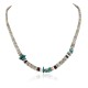 Certified Authentic Navajo .925 Sterling Silver Graduated Melon Shell and Turquoise Native American Necklace 16051-2