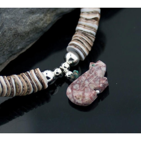 Certified Authentic Navajo .925 Sterling Silver Graduated Melon Shell and Turquoise Native American Necklace 370876623711