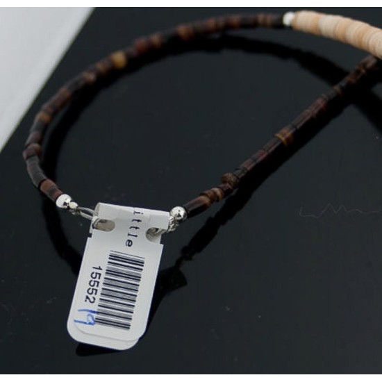 Certified Authentic Navajo .925 Sterling Silver Graduated Melon Shell and Turquoise Native American Necklace 370881721004