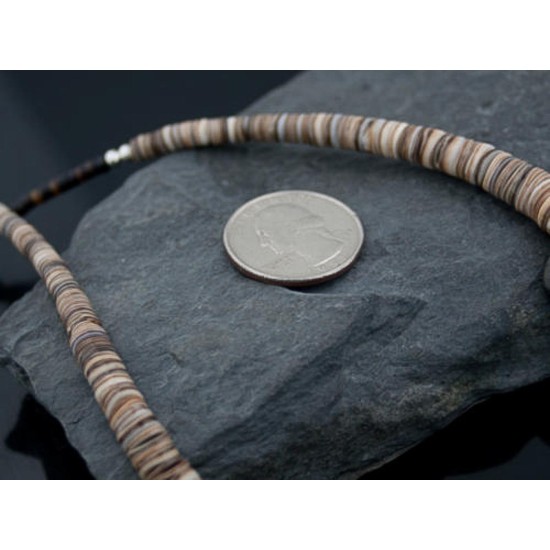 Certified Authentic Navajo .925 Sterling Silver Graduated Melon Shell and Turquoise Native American Necklace 370883092348