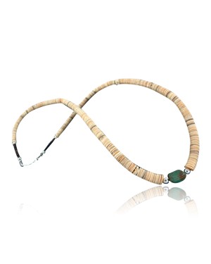 Certified Authentic Navajo .925 Sterling Silver Graduated Melon Shell and Turquoise Native American Necklace 370887790736