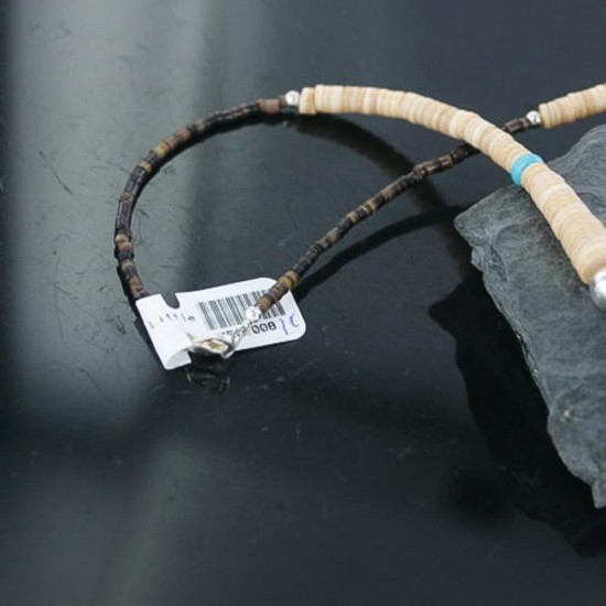 Certified Authentic Navajo .925 Sterling Silver Graduated Melon Shell and Turquoise Native American Necklace 370910452741