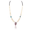 Certified Authentic Navajo .925 Sterling Silver Graduated Melon Shell and Turquoise Native American Necklace 371024277295